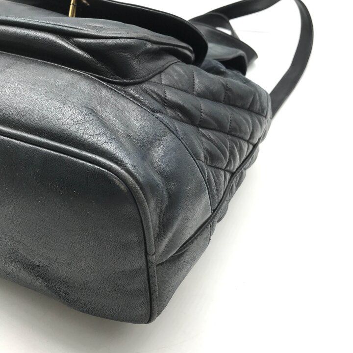 Chanel CC Logo Quilted Lambskin Vintage Backpack Pack Black Parts — view 6