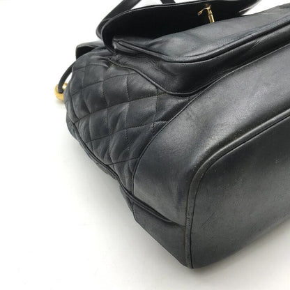 Chanel CC Logo Quilted Lambskin Vintage Backpack Pack Black Parts — view 5