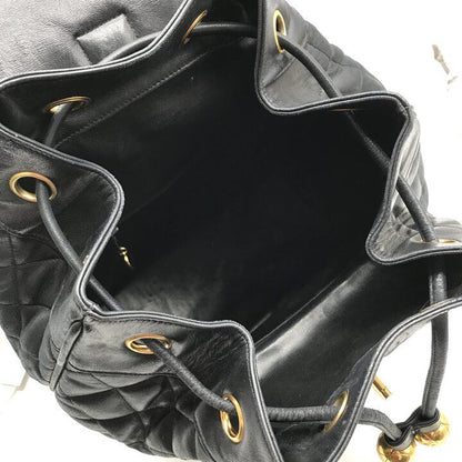 Chanel CC Logo Quilted Lambskin Vintage Backpack Pack Black Parts — view 9