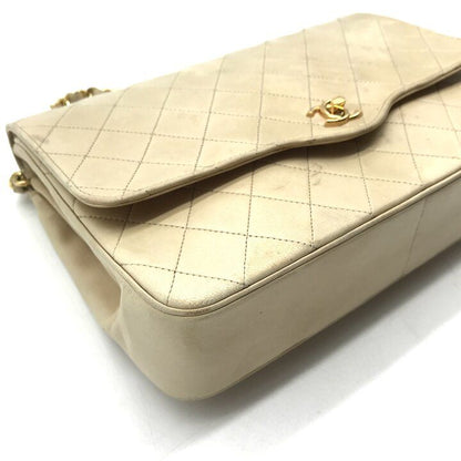 Chanel CC Logo Quilted Lambskin Chain Shoulder Bag Beige Purse — view 5