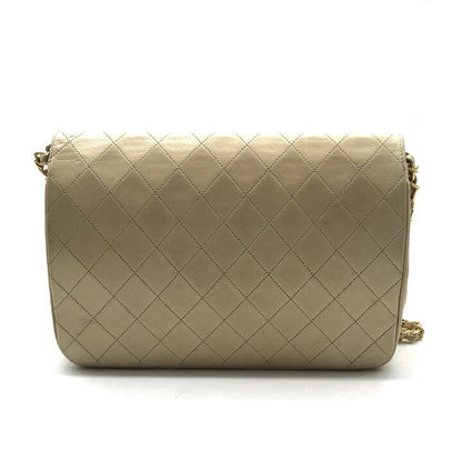 Chanel CC Logo Quilted Lambskin Chain Shoulder Bag Beige Purse — view 2