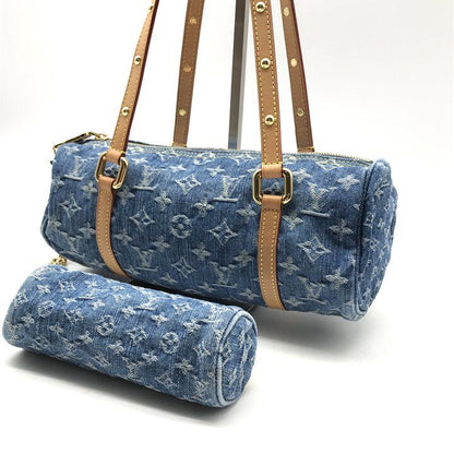 Louis Vuitton Monogram Papillon MM Denim Hand Reactive with Purse Pouch — view 2