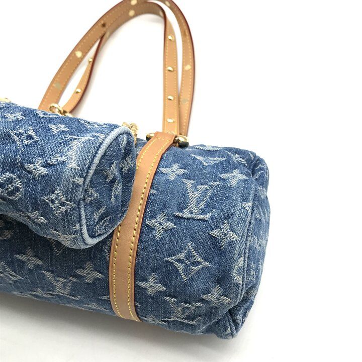 Louis Vuitton Monogram Papillon MM Denim Hand Reactive with Purse Pouch — view 6