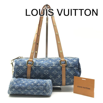 Louis Vuitton Monogram Papillon MM Denim Hand Reactive with Purse Pouch