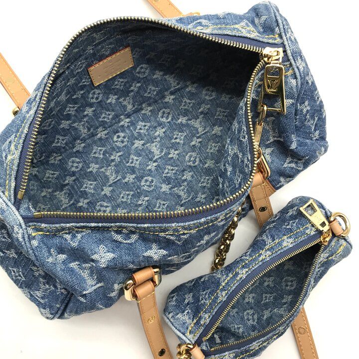 Louis Vuitton Monogram Papillon MM Denim Hand Reactive with Purse Pouch — view 8