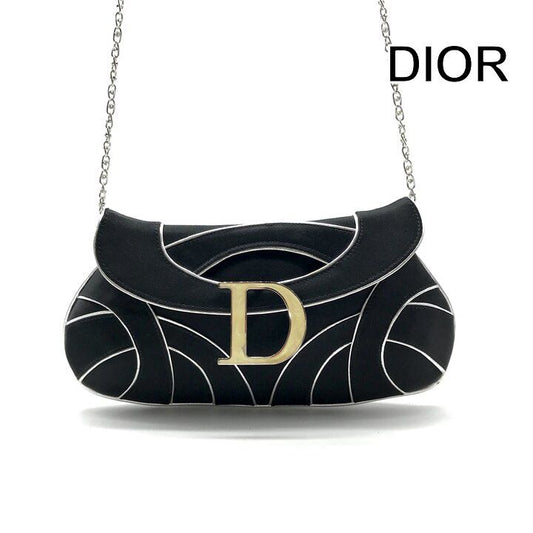 Dior Satin D Shoulder Bag Black Purse