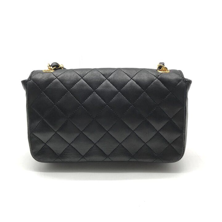 Chanel CC Logo Mini Quilted Lambskin Chain Shoulder Bag Black Crossbody Purse — view 2
