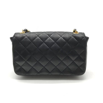 Chanel CC Logo Mini Quilted Lambskin Chain Shoulder Bag Black Crossbody Purse — view 2