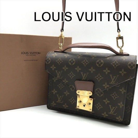 Louis Vuitton Monogram Monceau 2-Way Shoulder Hand Business Brown Purse