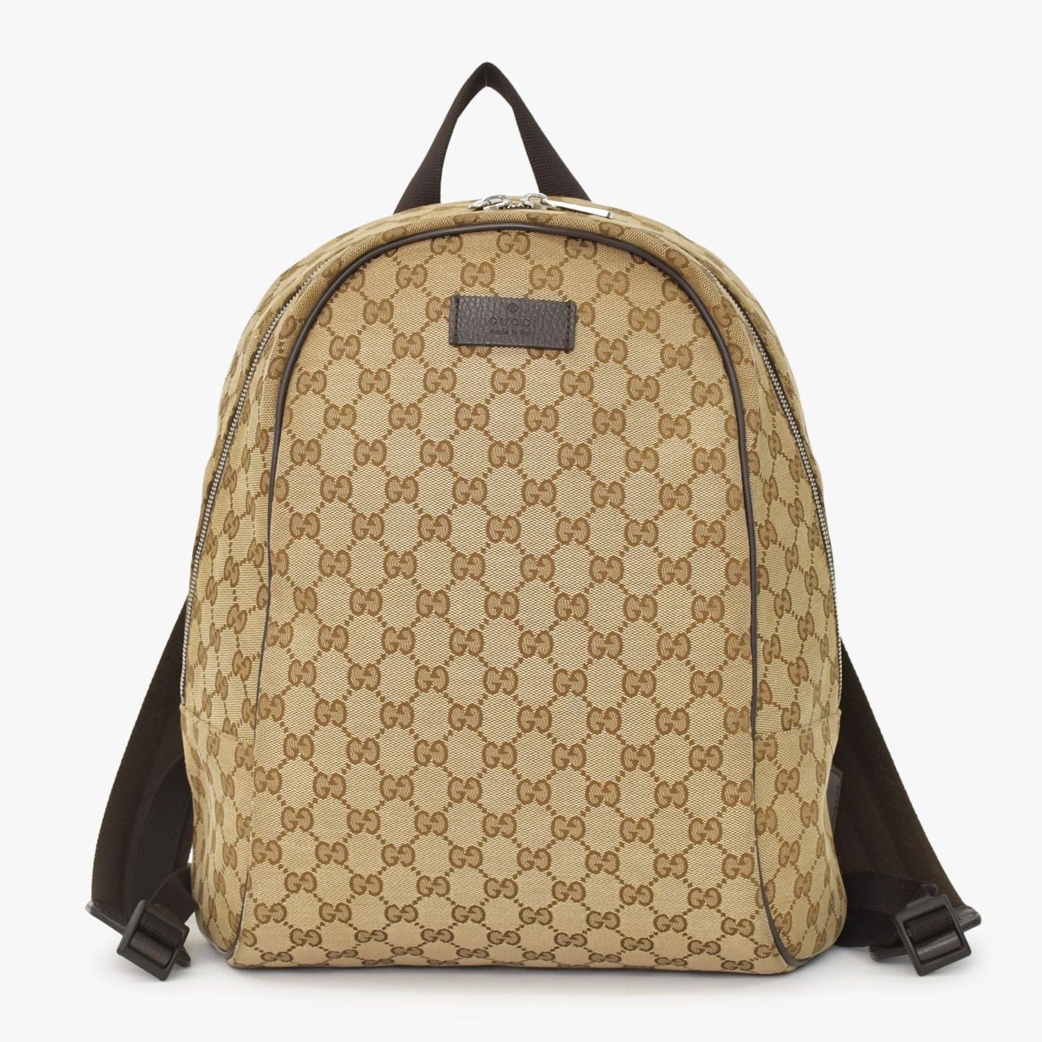Gucci GG Canvas Backpack Brown Beig Leather Pattern