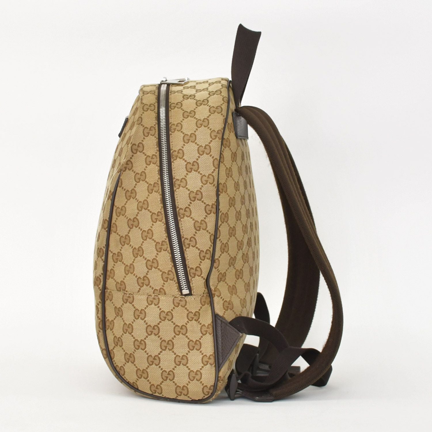 Gucci GG Canvas Backpack Brown Beig Leather Pattern — view 2