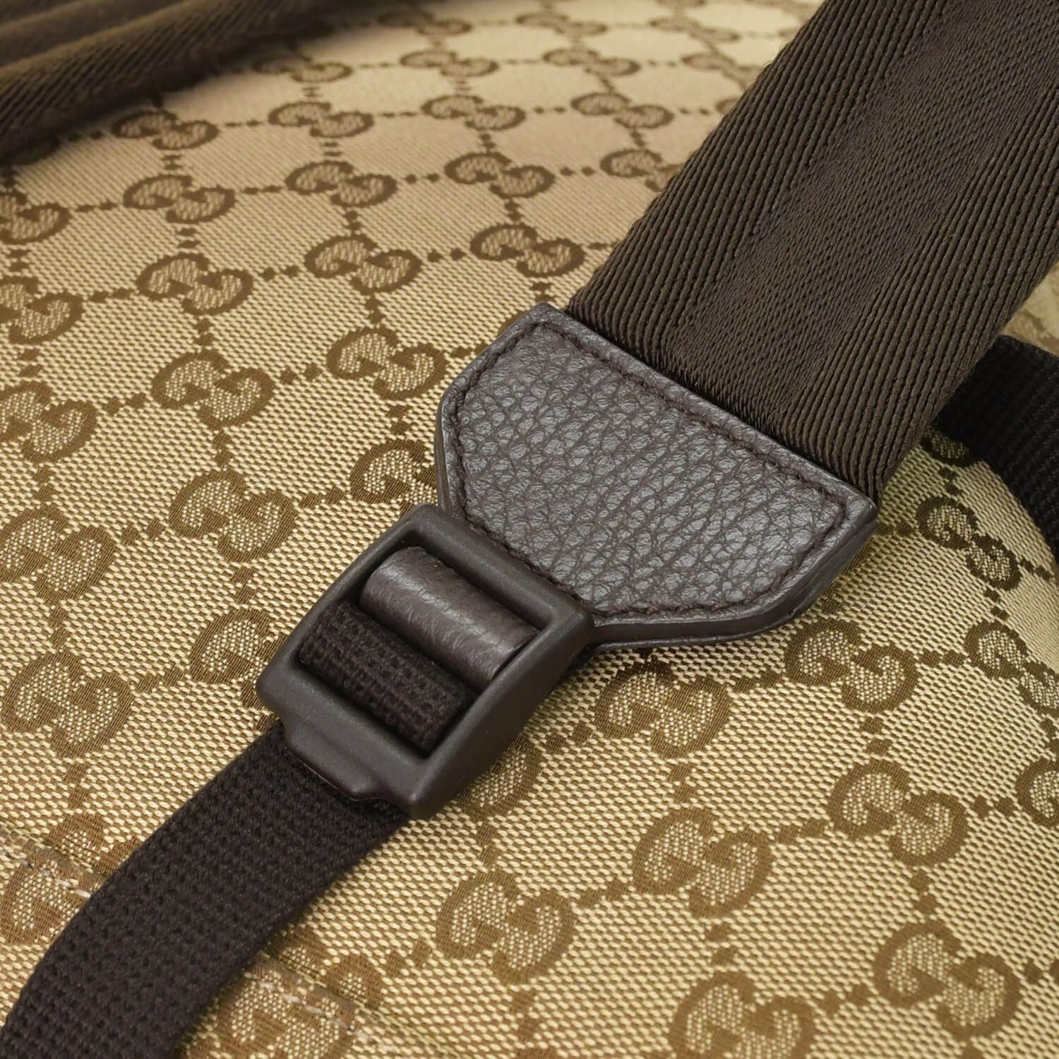 Gucci GG Canvas Backpack Brown Beig Leather Pattern — view 8