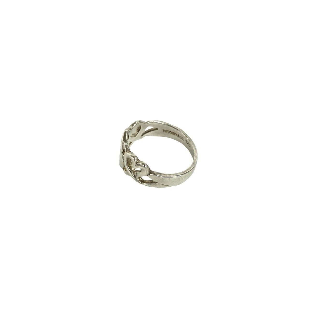 Tiffany & Co Triple Rubbing Heart 925 Sterling Silver Ring — view 4