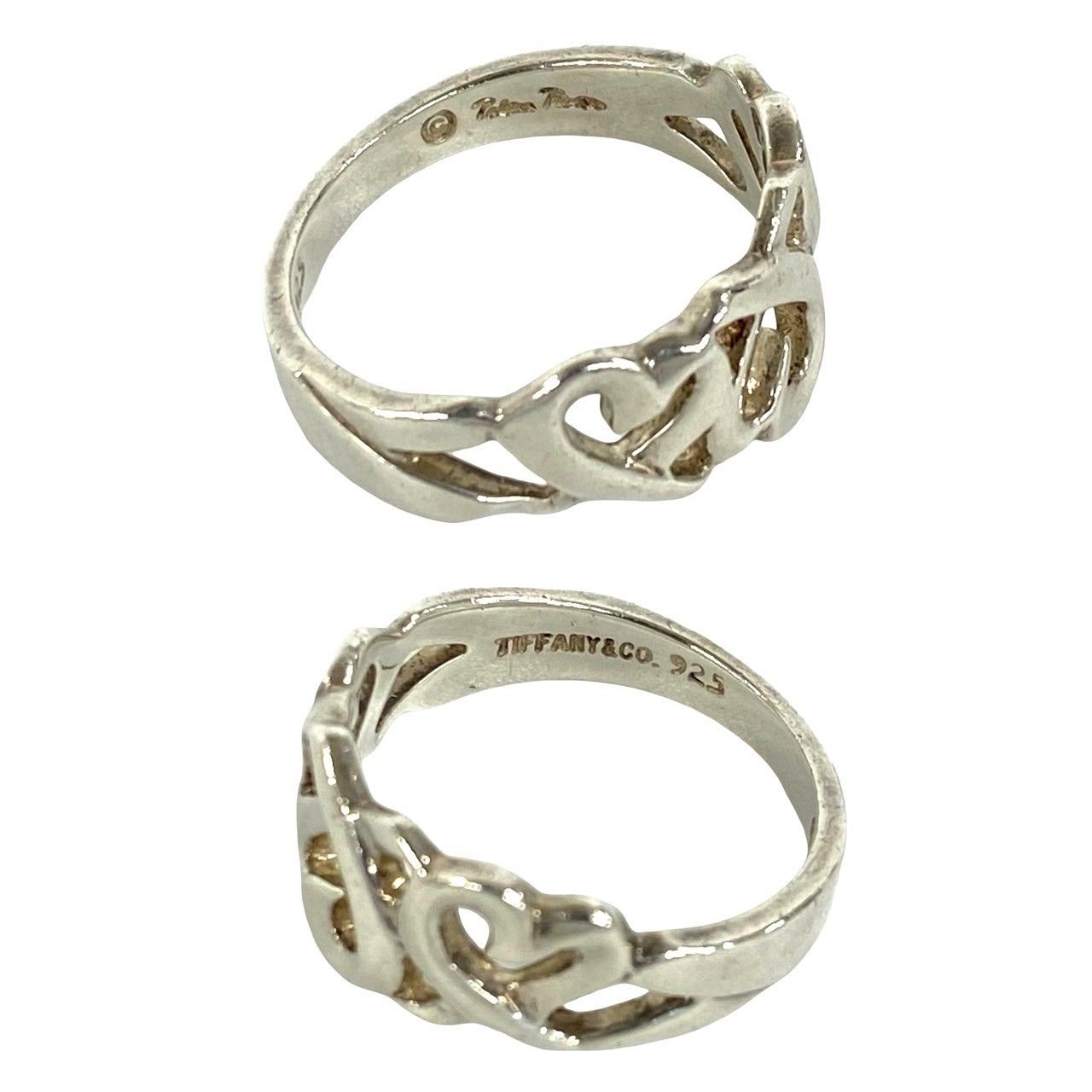 Tiffany & Co Triple Rubbing Heart 925 Sterling Silver Ring — view 3
