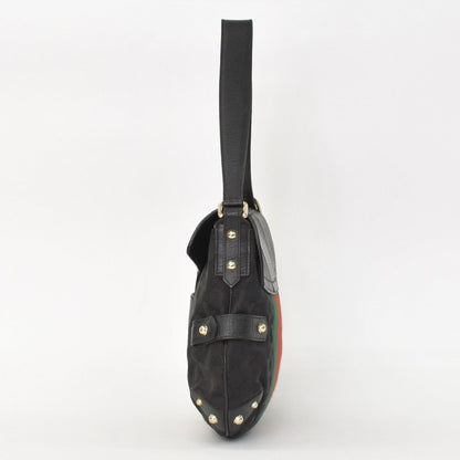 Gucci GG Canvas Shoulder Bag Gold Black Green — view 2