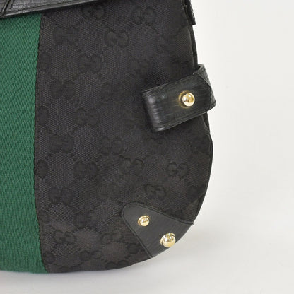 Gucci GG Canvas Shoulder Bag Gold Black Green — view 7