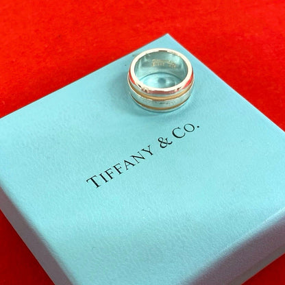 Tiffany & Co Group Double Line Ring 925 Sterling Silver