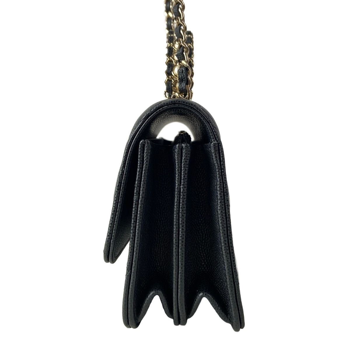 Chanel Clutch Quilted Black 2-Way Bijou Handle Chain Gold — view 4