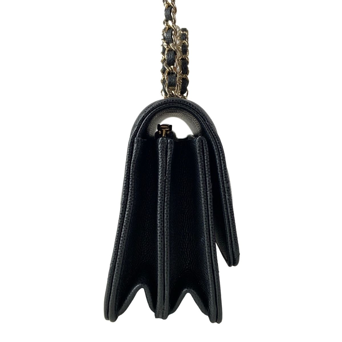 Chanel Clutch Quilted Black 2-Way Bijou Handle Chain Gold — view 2