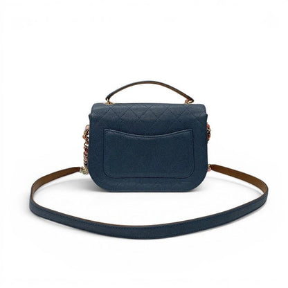 Chanel Shoulder Bag Blue Gold Multicolor Half CC Logo Quilted Chain — view 3