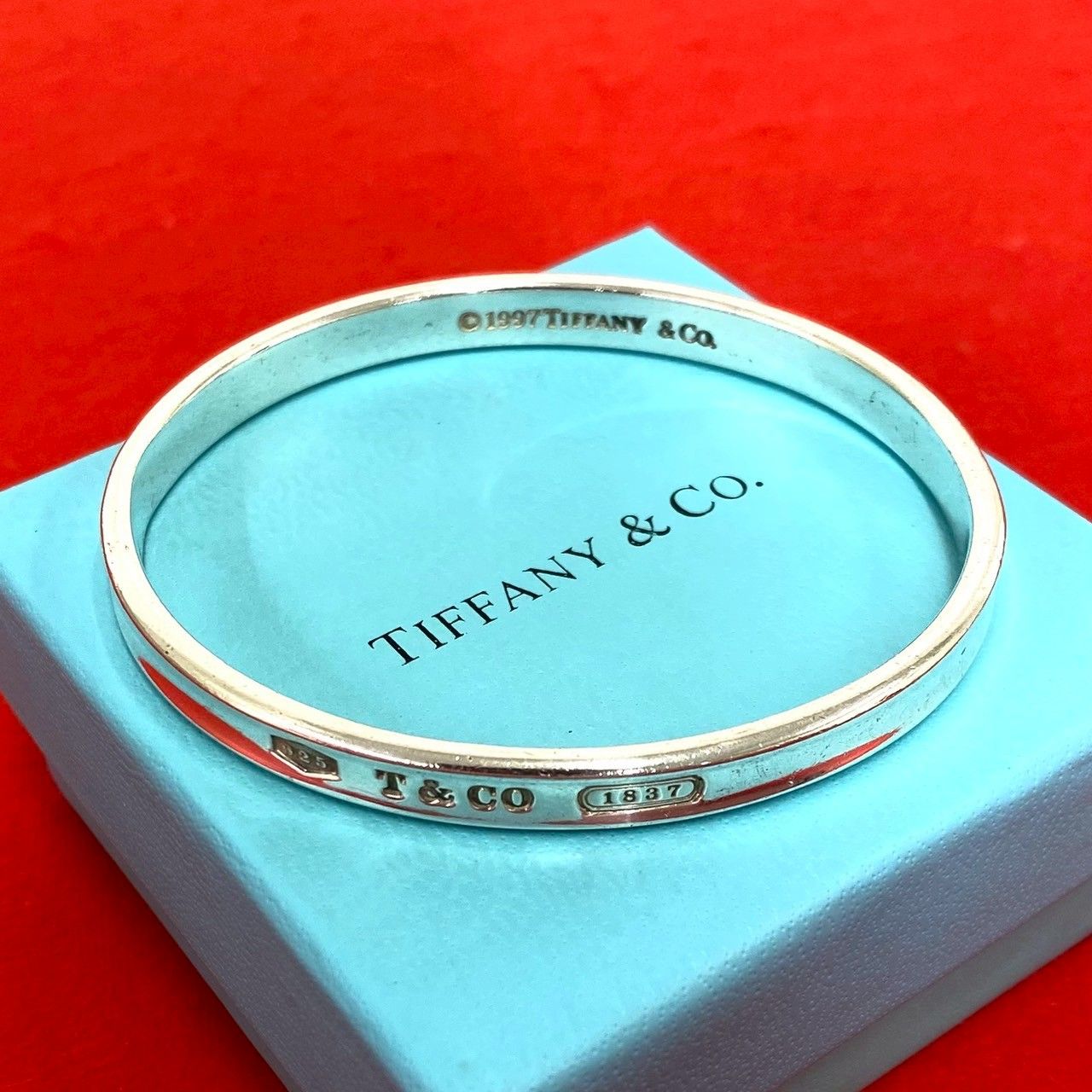 Tiffany & Co Vintage Narrow Bangle 925 Sterling Silver Bracelet