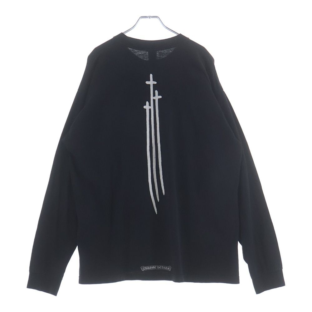 Chrome Hearts Rs3 Cross L S Tee Vertical Logo All Sleeve Long Crew Neck