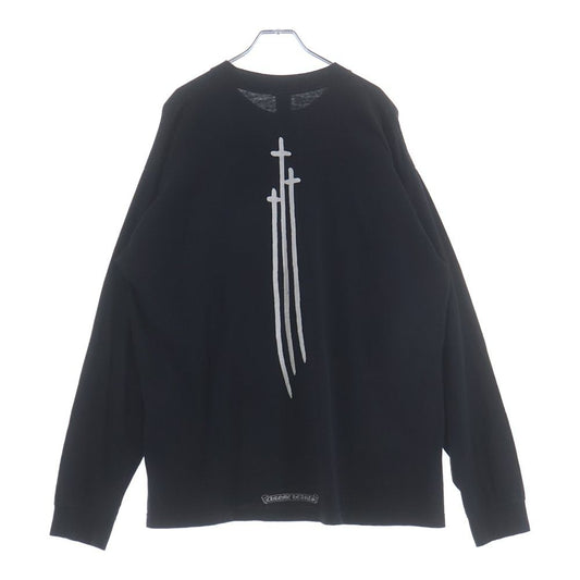 Chrome Hearts Rs3 Cross L S Tee Vertical Logo All Sleeve Long Crew Neck