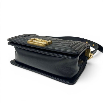 Chanel Shoulder Bag Black Gold 20 Quilted CC Logo Chain — view 4