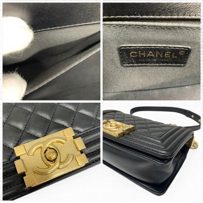 Chanel Shoulder Bag Black Gold 20 Quilted CC Logo Chain — view 9