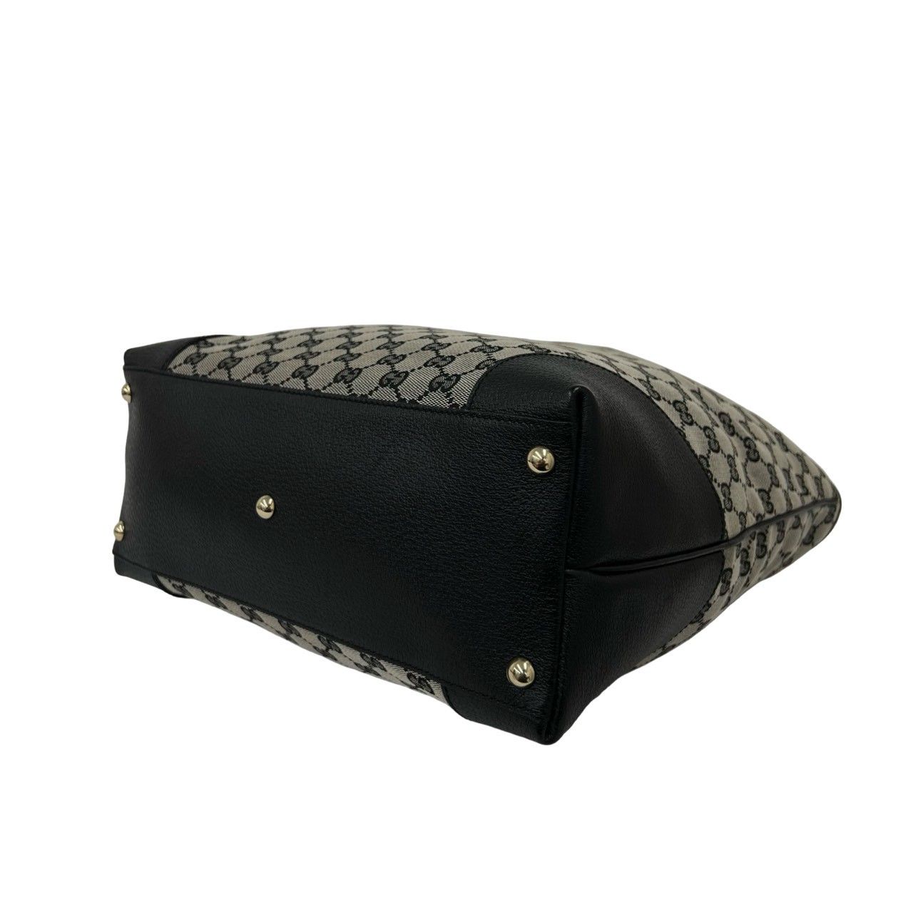 Gucci GG Pattern Canvas Leather Tote Shoulder Bag Business Black — view 8