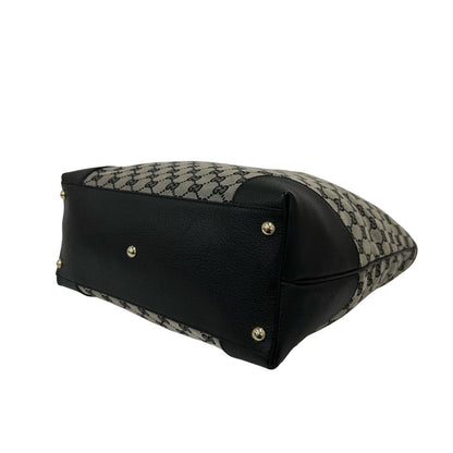 Gucci GG Pattern Canvas Leather Tote Shoulder Bag Business Black — view 8