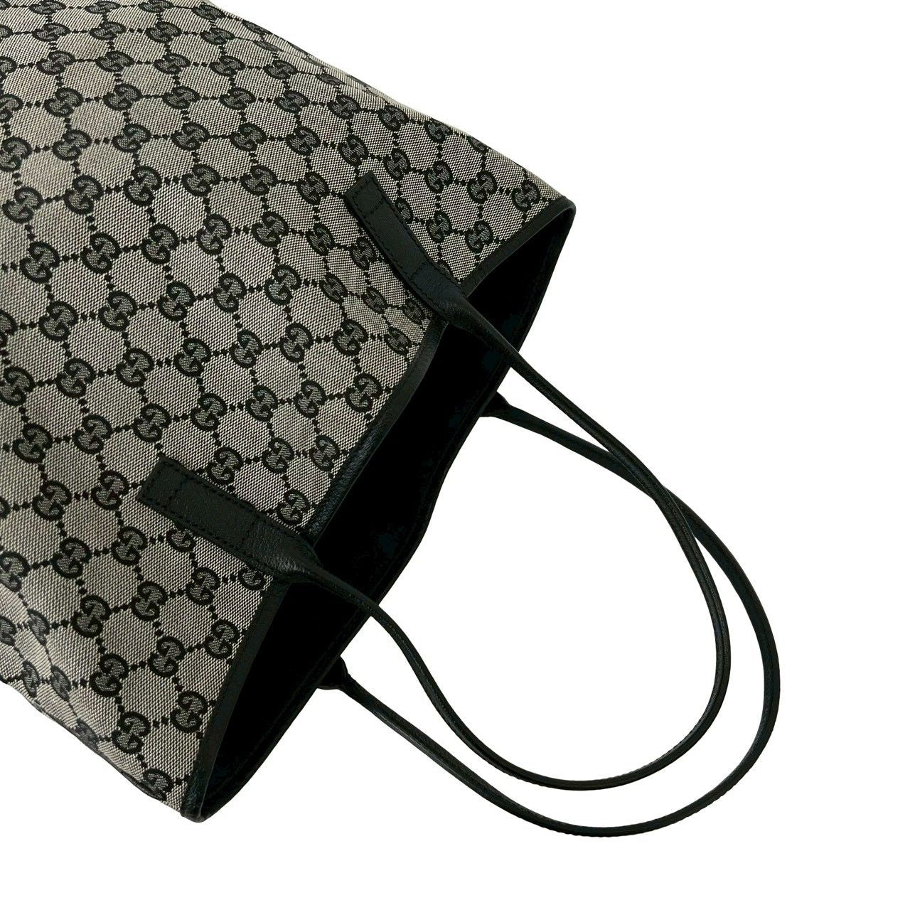 Gucci GG Pattern Canvas Leather Tote Shoulder Bag Business Black — view 4