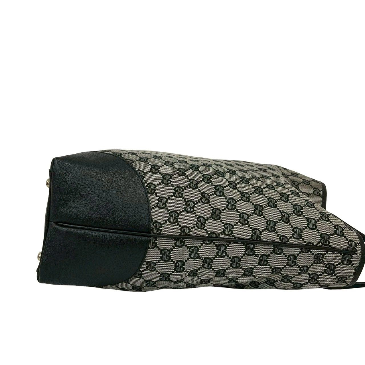 Gucci GG Pattern Canvas Leather Tote Shoulder Bag Business Black — view 6