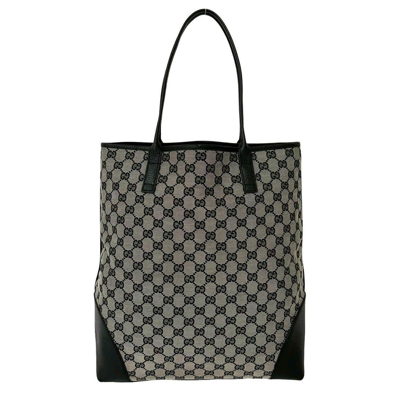 Gucci GG Pattern Canvas Leather Tote Shoulder Bag Business Black — view 3