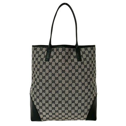 Gucci GG Pattern Canvas Leather Tote Shoulder Bag Business Black — view 3