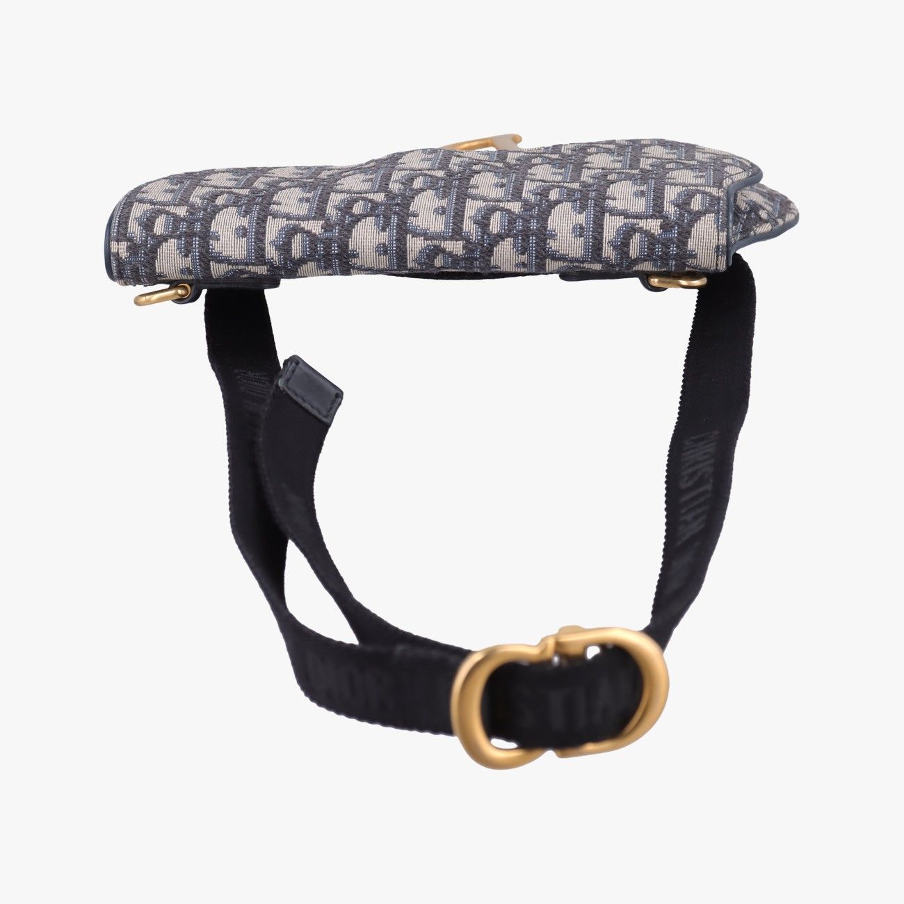 Dior Saddle Navy Gray Jacquard Leather Handbag — view 8