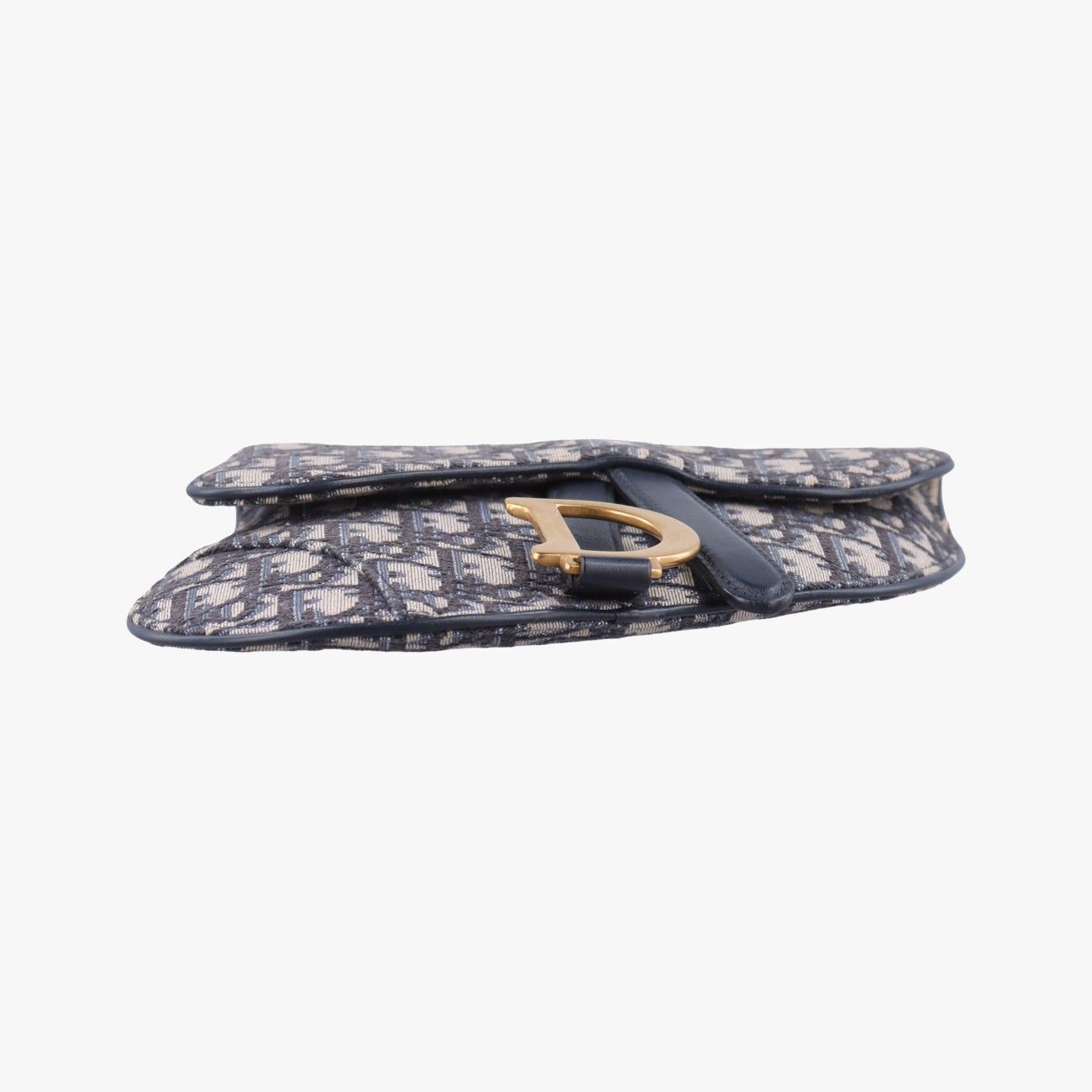 Dior Saddle Navy Gray Jacquard Leather Handbag — view 3