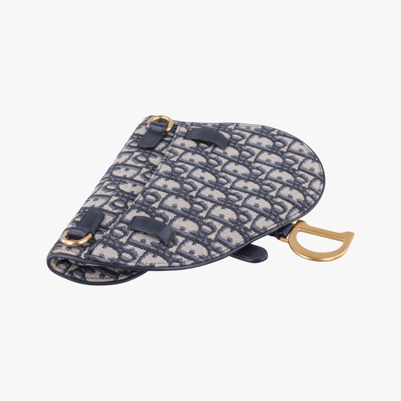 Dior Saddle Navy Gray Jacquard Leather Handbag — view 7