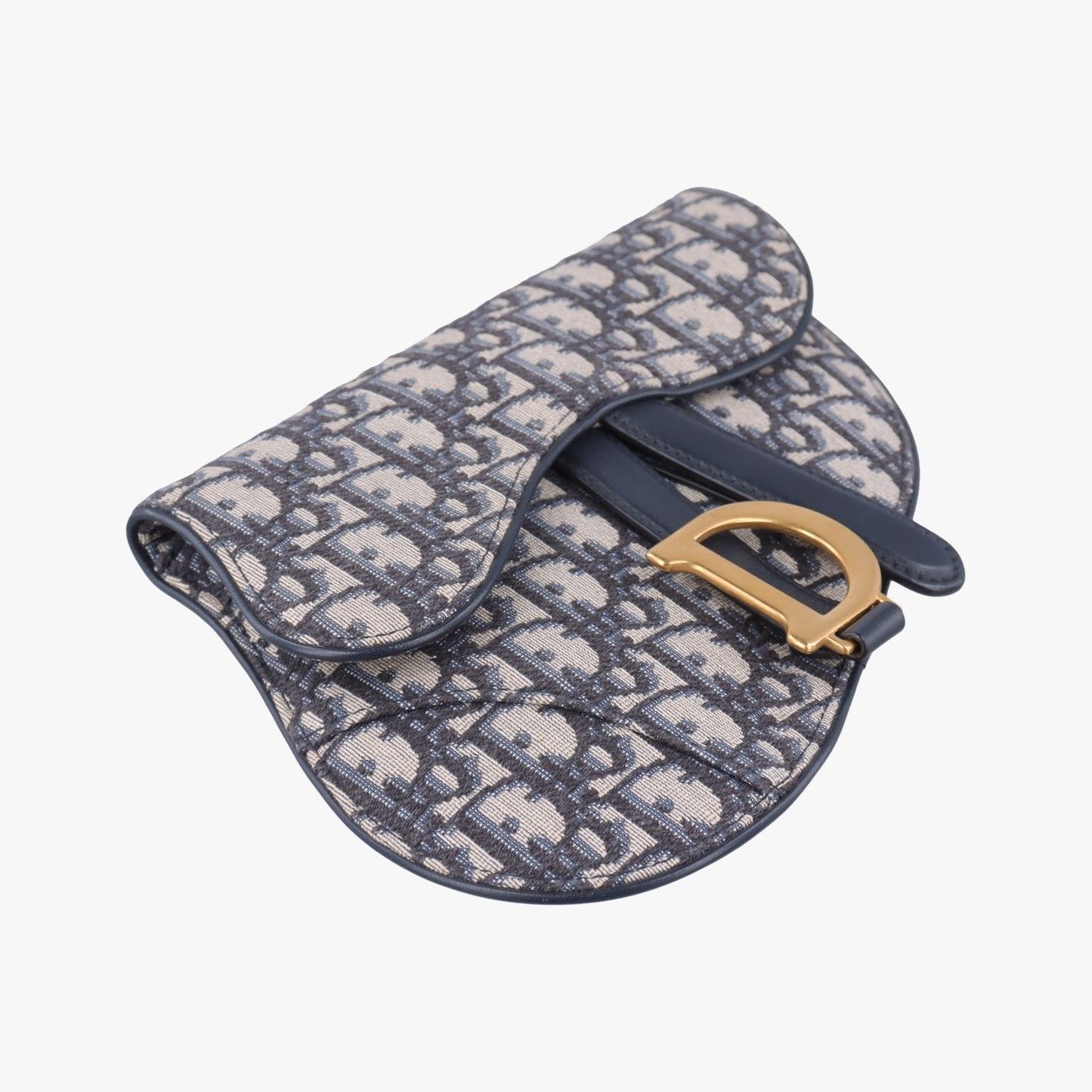 Dior Saddle Navy Gray Jacquard Leather Handbag — view 5