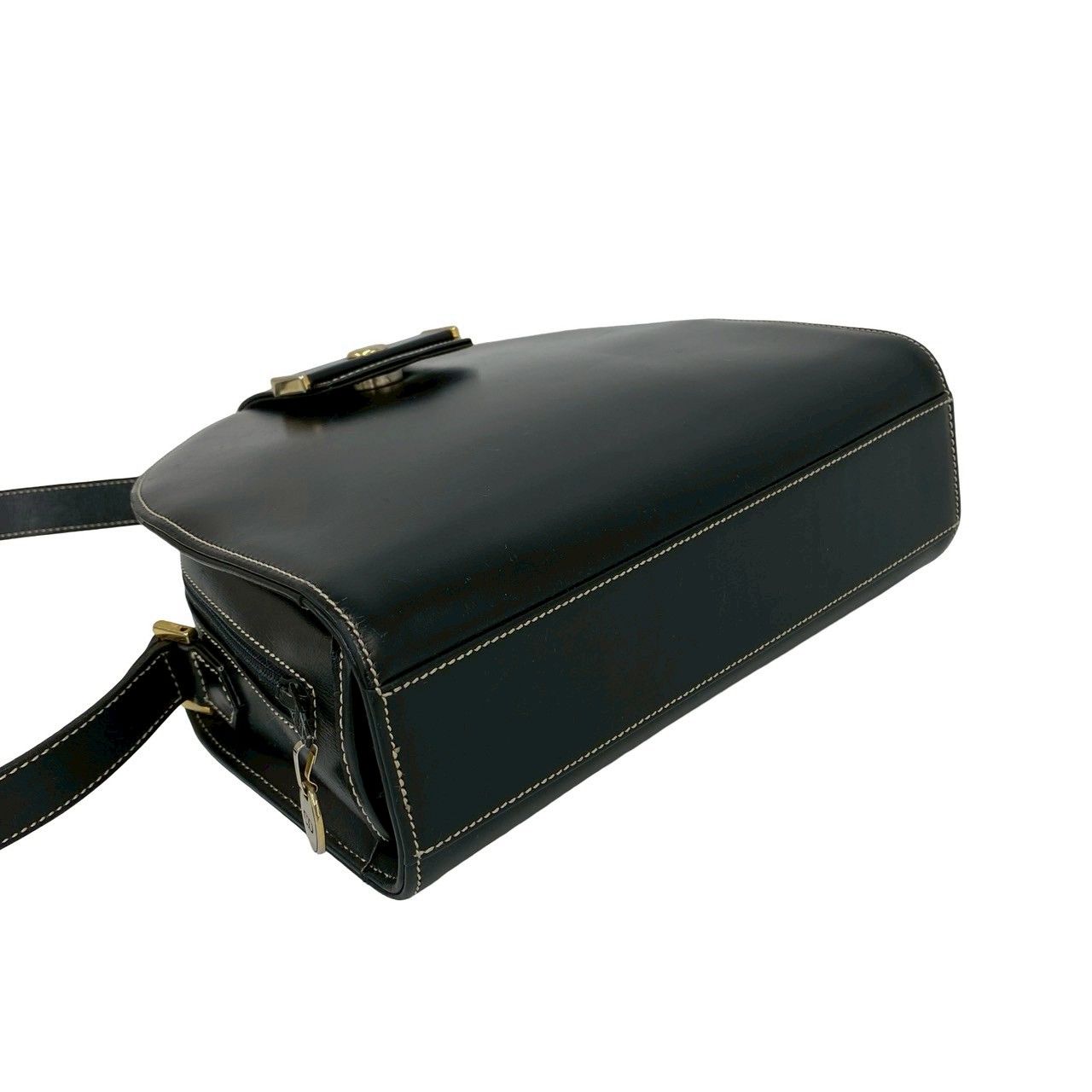 Dior Vintage CD Logo Leather Shoulder Bag Pochette Black — view 7