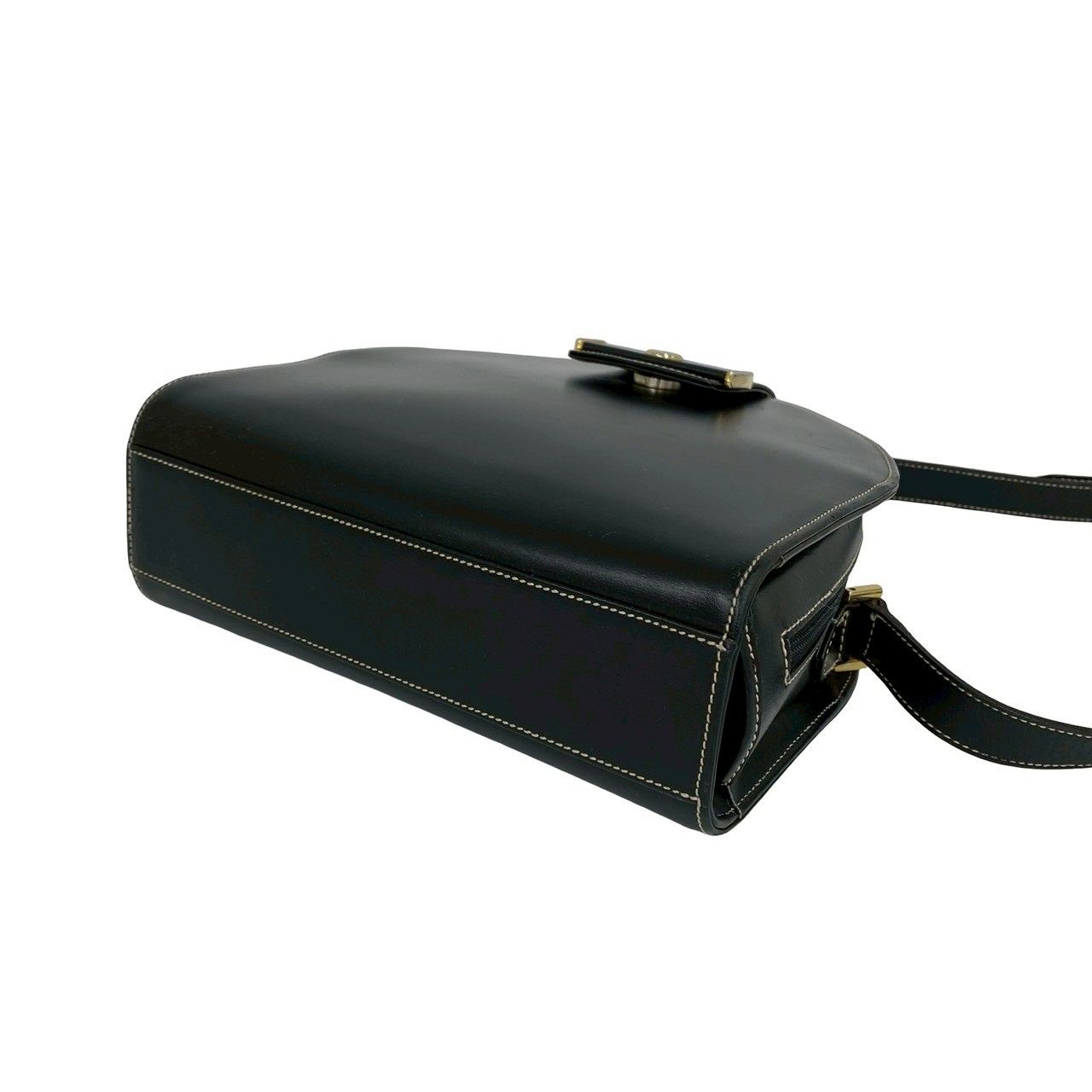 Dior Vintage CD Logo Leather Shoulder Bag Pochette Black — view 8