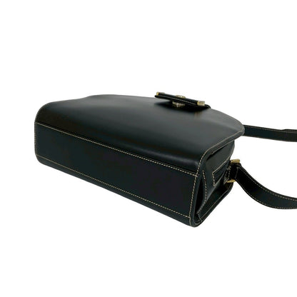 Dior Vintage CD Logo Leather Shoulder Bag Pochette Black — view 8