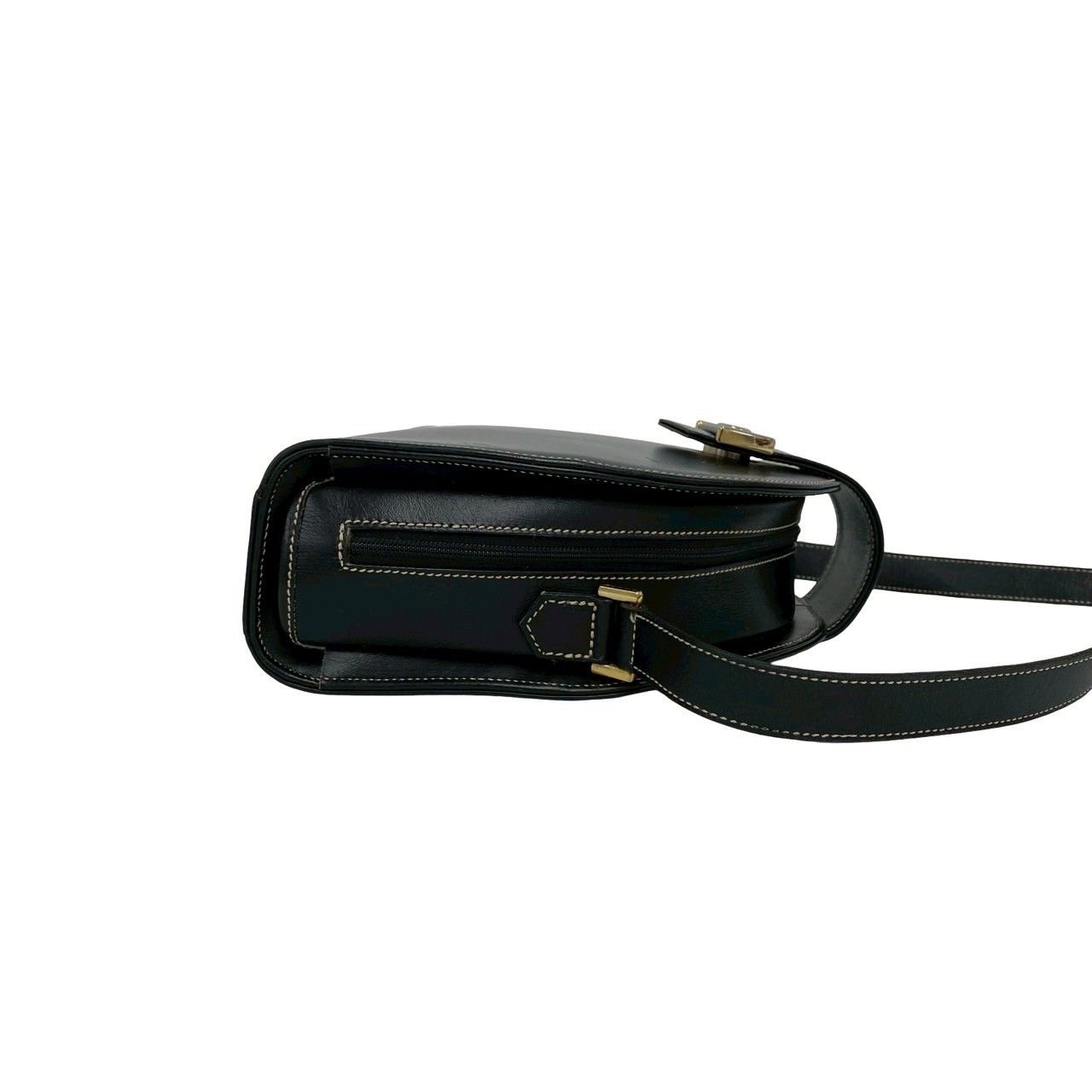 Dior Vintage CD Logo Leather Shoulder Bag Pochette Black — view 6