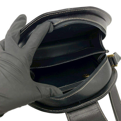 Dior Vintage CD Logo Leather Shoulder Bag Pochette Black — view 9