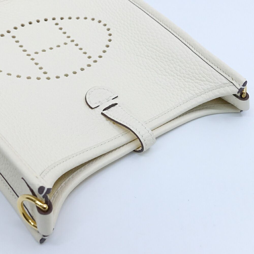 Hermes Evelyne TPM Shoulder Bag Taurillon Clemence Nata Ivory Gold — view 3