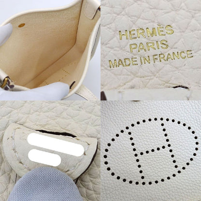 Hermes Evelyne TPM Shoulder Bag Taurillon Clemence Nata Ivory Gold — view 6