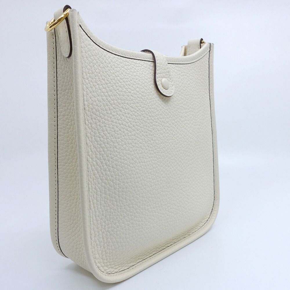Hermes Evelyne TPM Shoulder Bag Taurillon Clemence Nata Ivory Gold — view 2