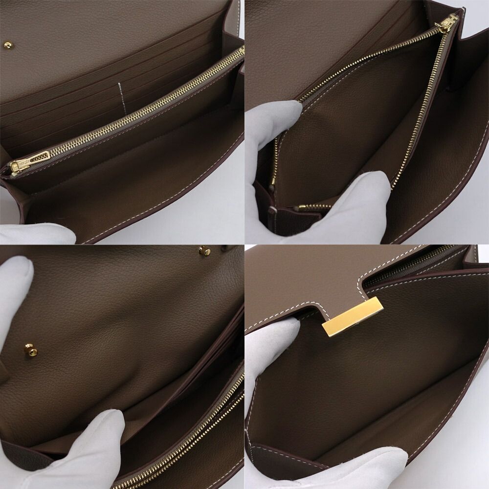 Hermes Constance Long to Go Shoulder Bag Wallet Color Etoupe Gold — view 6