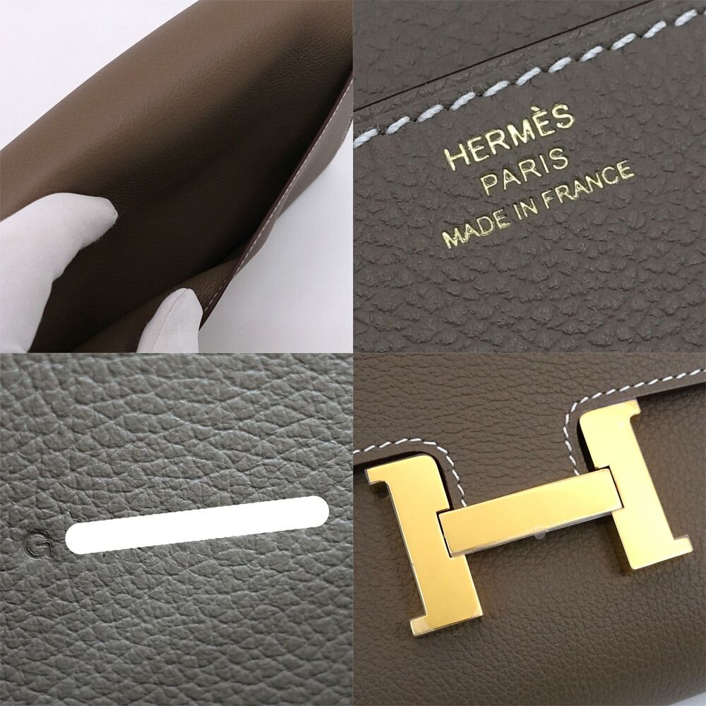 Hermes Constance Long to Go Shoulder Bag Wallet Color Etoupe Gold — view 7