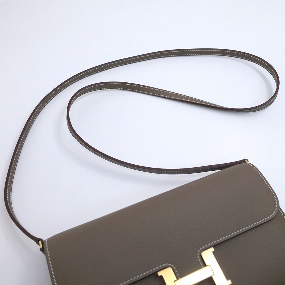 Hermes Constance Long to Go Shoulder Bag Wallet Color Etoupe Gold — view 8